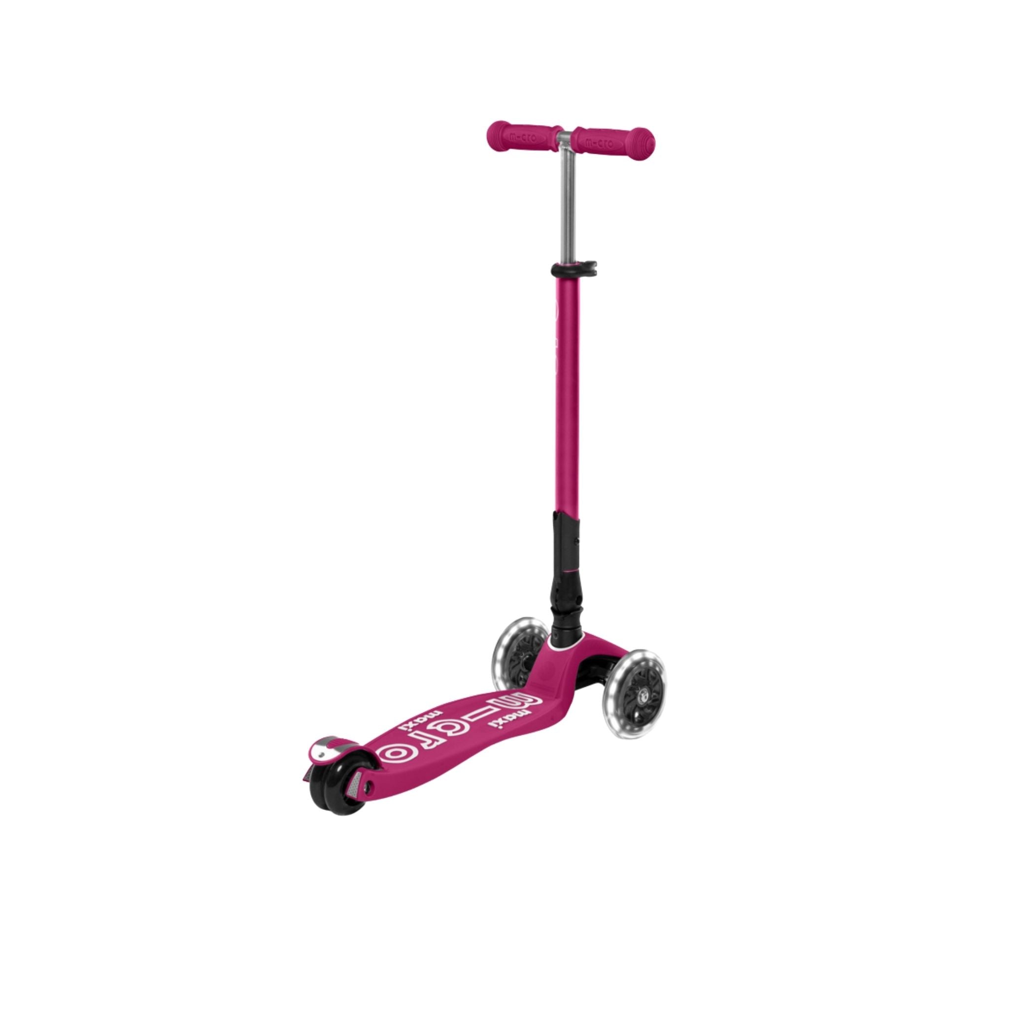 Micro Maxi Deluxe Foldable 3 Tekerlekli Scooter LED Berry Red