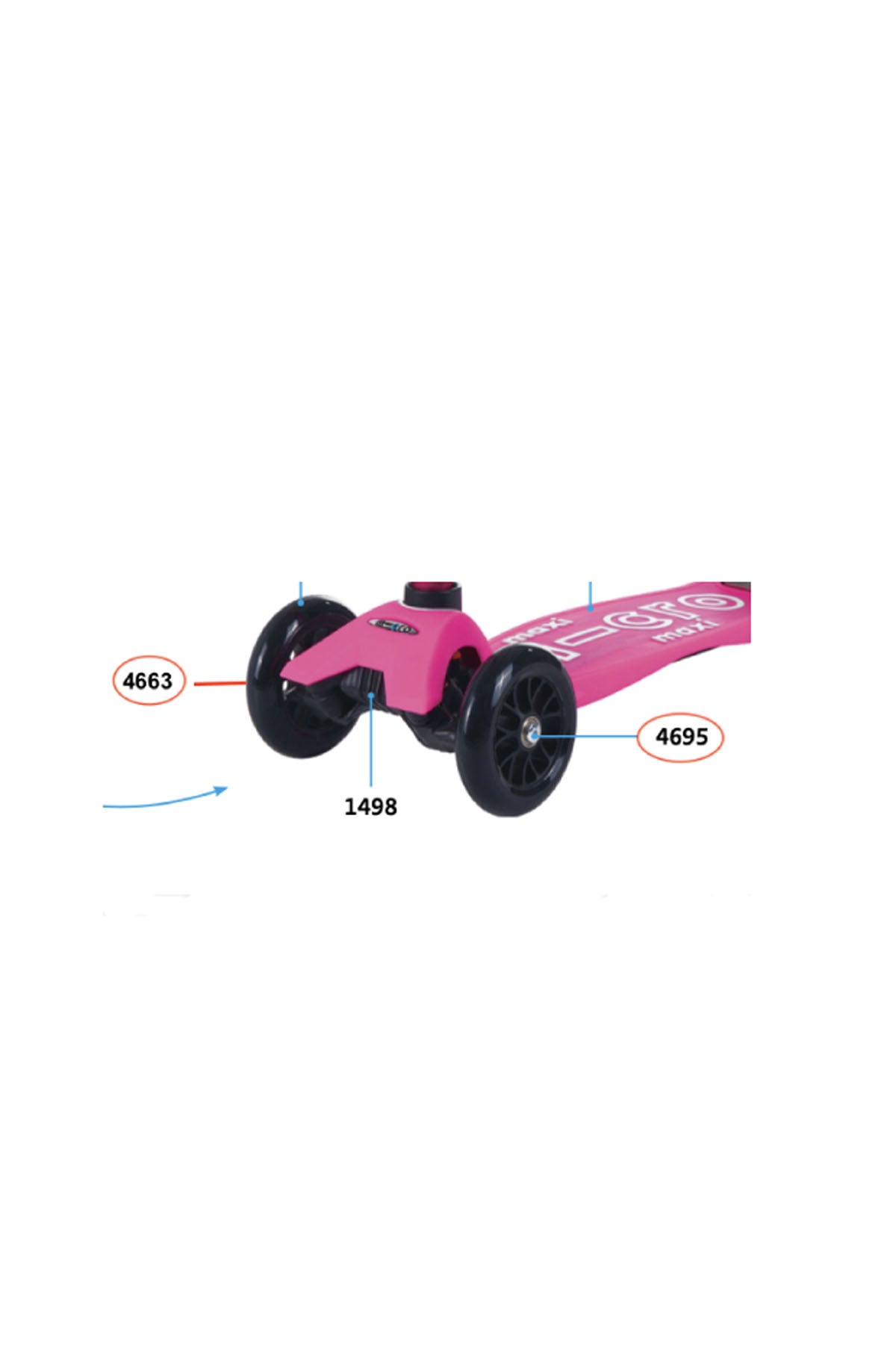 Yedek Parça Micro Scooter Front Wheel Axle Right Maxi