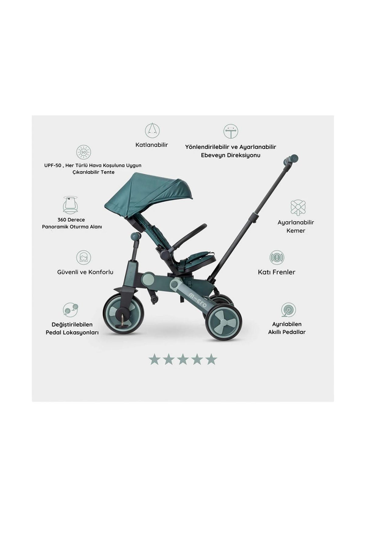 Micro 4in1 Katlanabilir Üç Tekerlekli Bisiklet Matcha