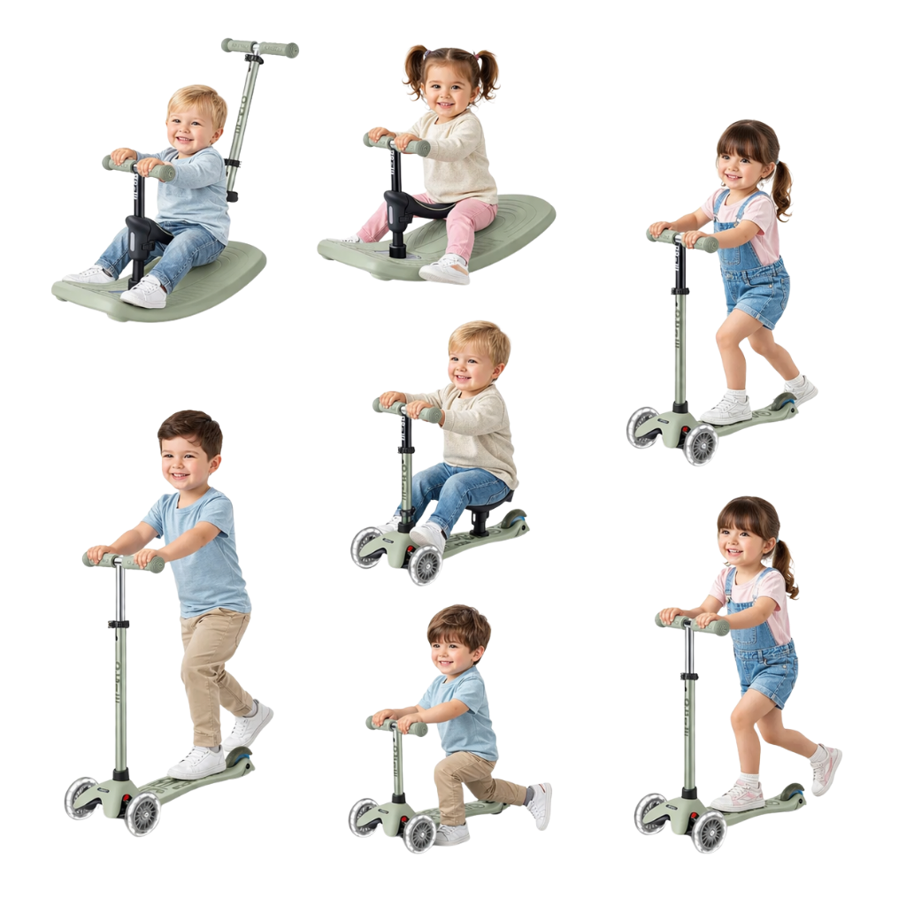 Mini Rocker Scooter Micro Mini 6 in 1 Deluxe Rock and Go LED Scooter Olive Sage